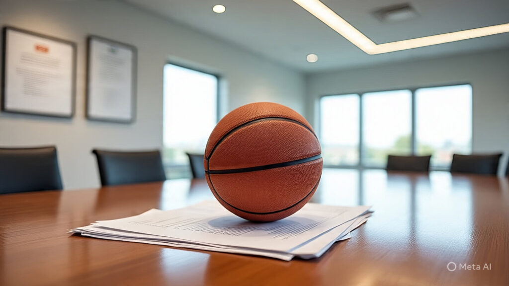 Basketball league concept blending sports and entrepreneurship.